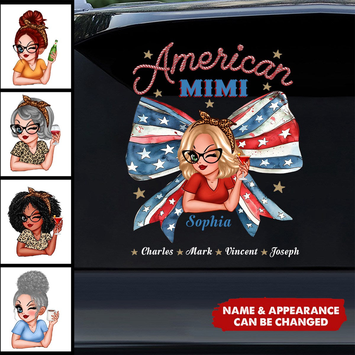 4th of July American Grandma Personalized Sticker Decal