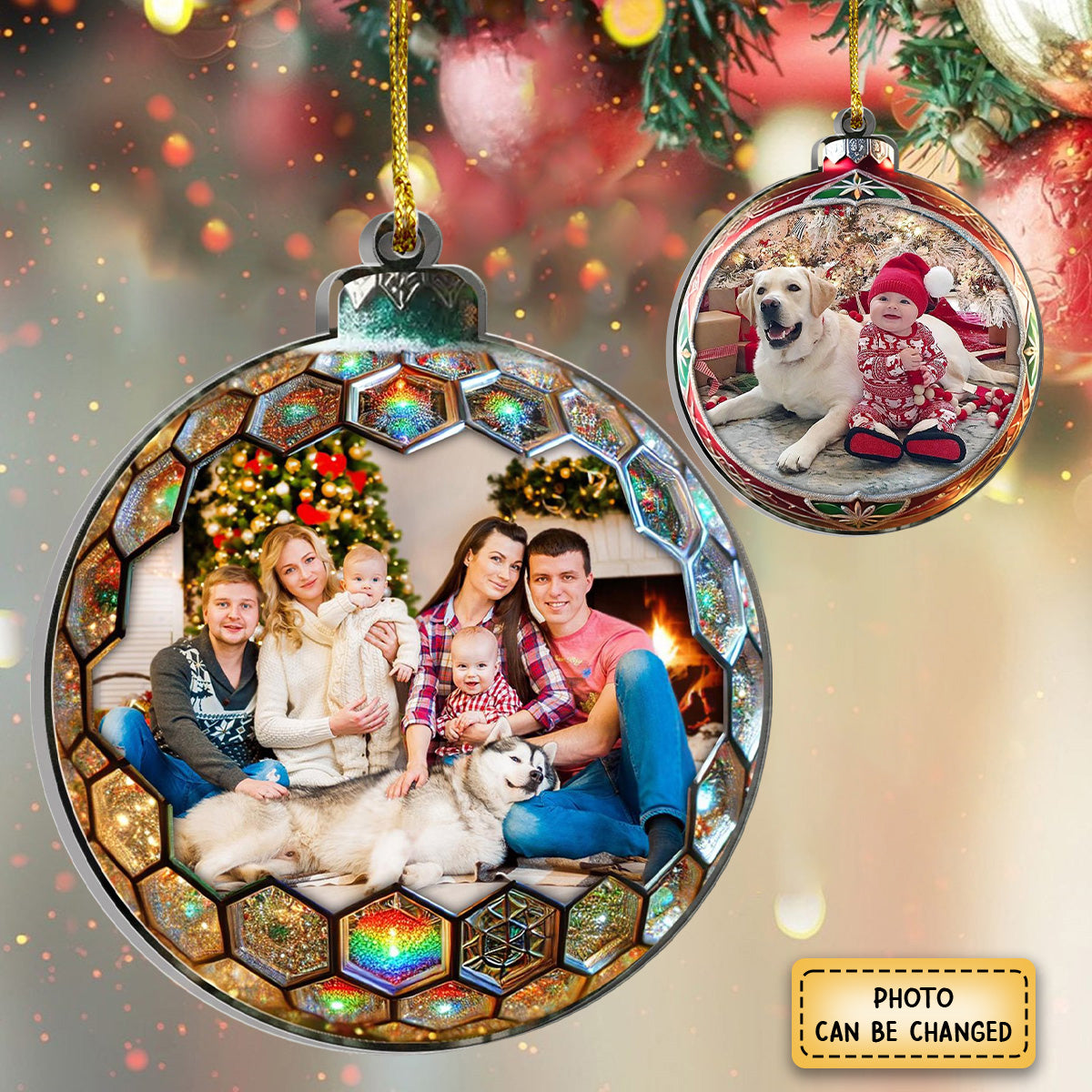 Personalize Colorful Round Ornaments-Upload Photos-Gift For Your Family