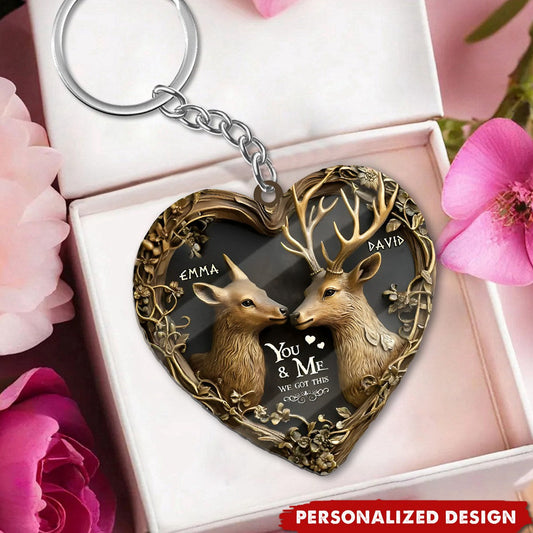 You & Me We Got This – Personalized Hunting Heart Keychain