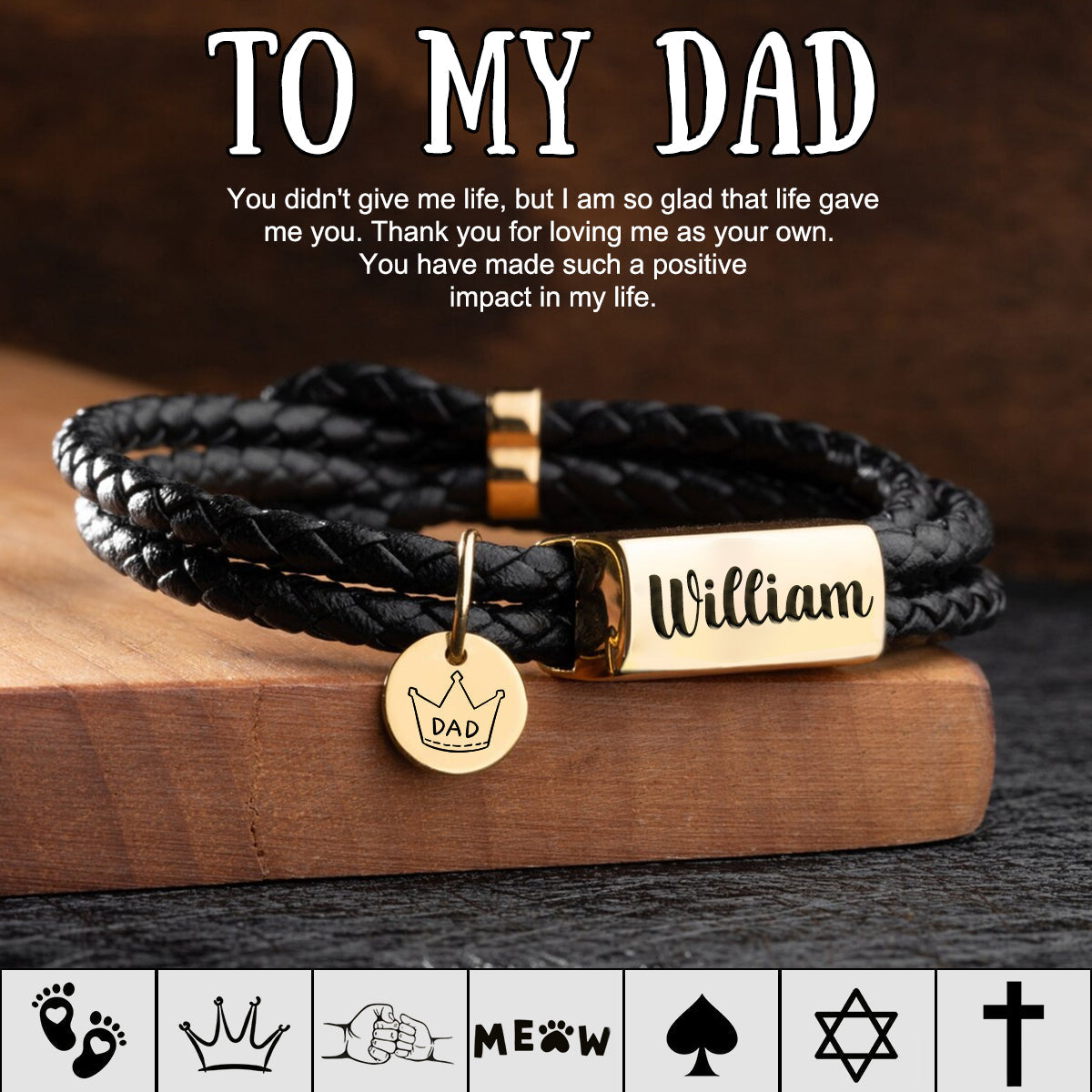 Personalized Custom Engraved Name Adjustable Leather Bracelet