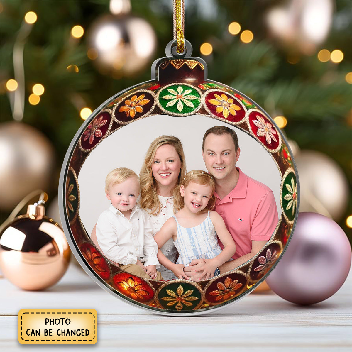 Personalize Colorful Round Ornaments-Upload Photos-Gift For Your Family