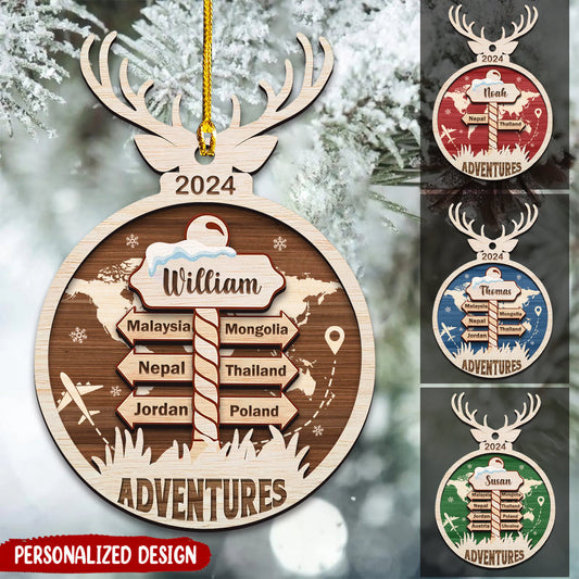 My Adventure-Personalized Elk-Shaped Double-Layer Ornament A Gift For Traveler