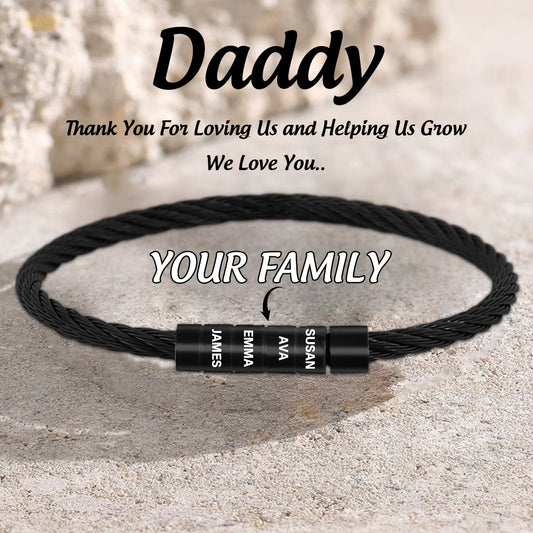 Personalized 1-8 Kids Names Family Bracelet - Gift For Dad/Grandpa