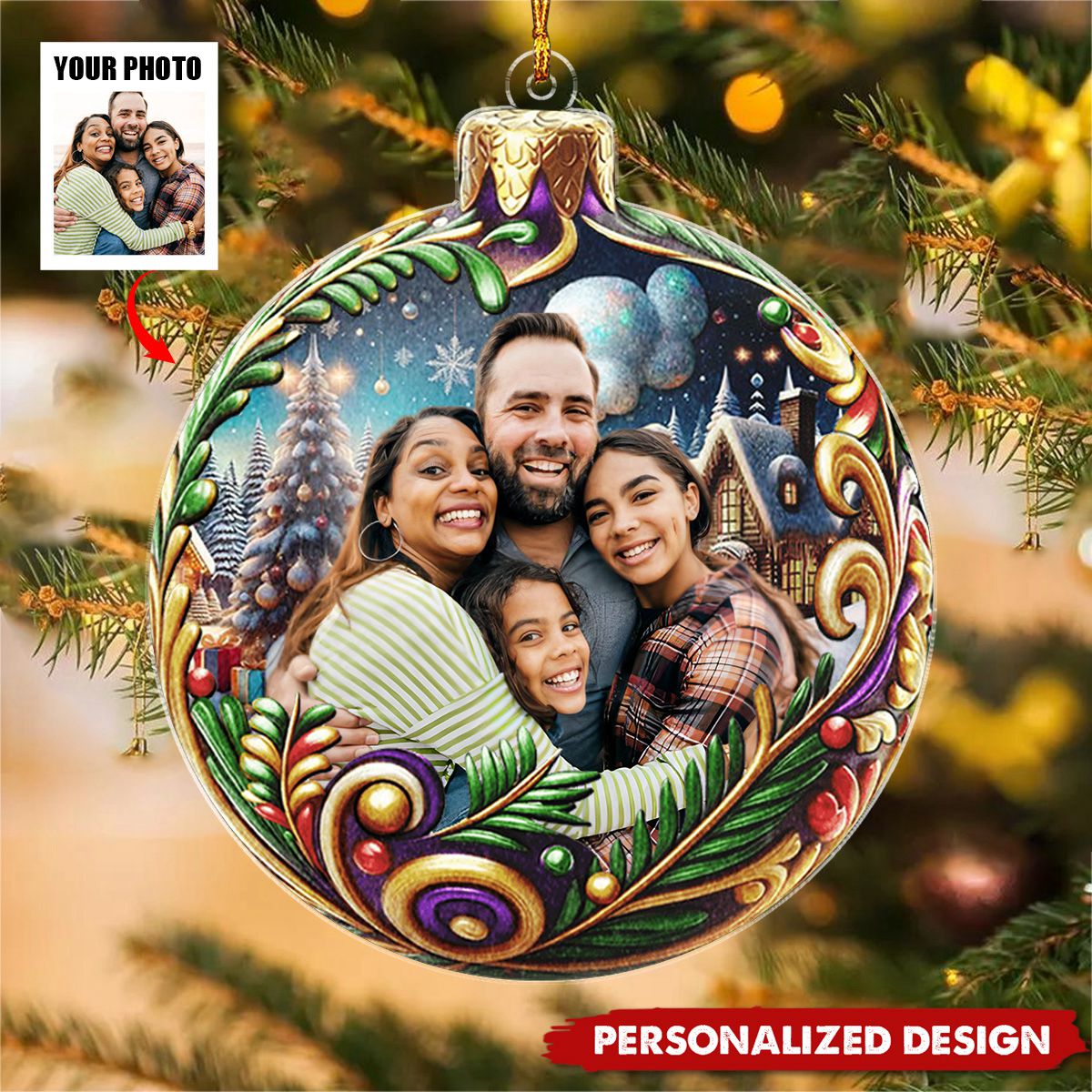 Custom Photo Christmas Ball With Photo - Personalized Custom Shaped Ornament