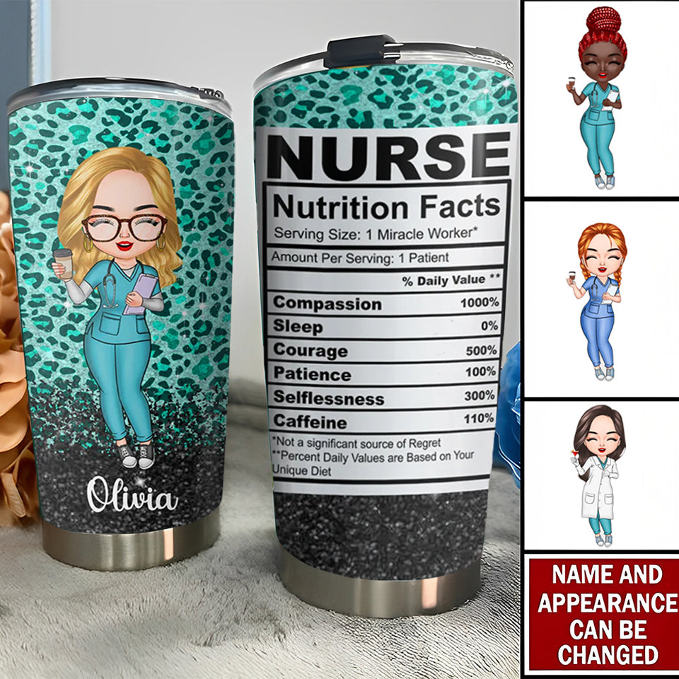 Personalized Tumbler - Gift For Nurse - Nurse Nutrition Facts