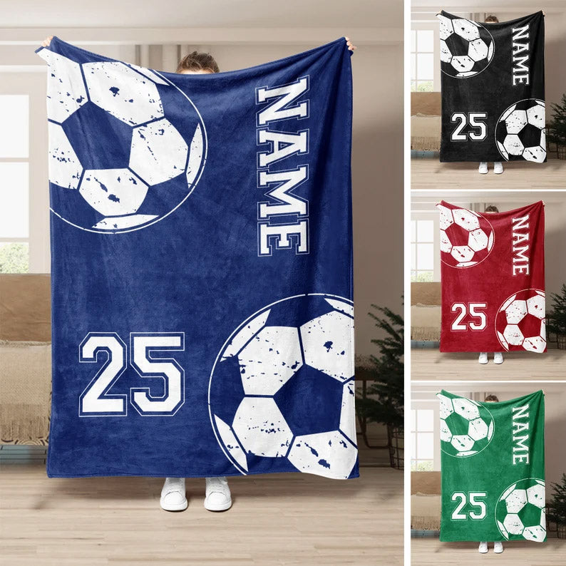 Custom football blanket gift for kids and soccer fans