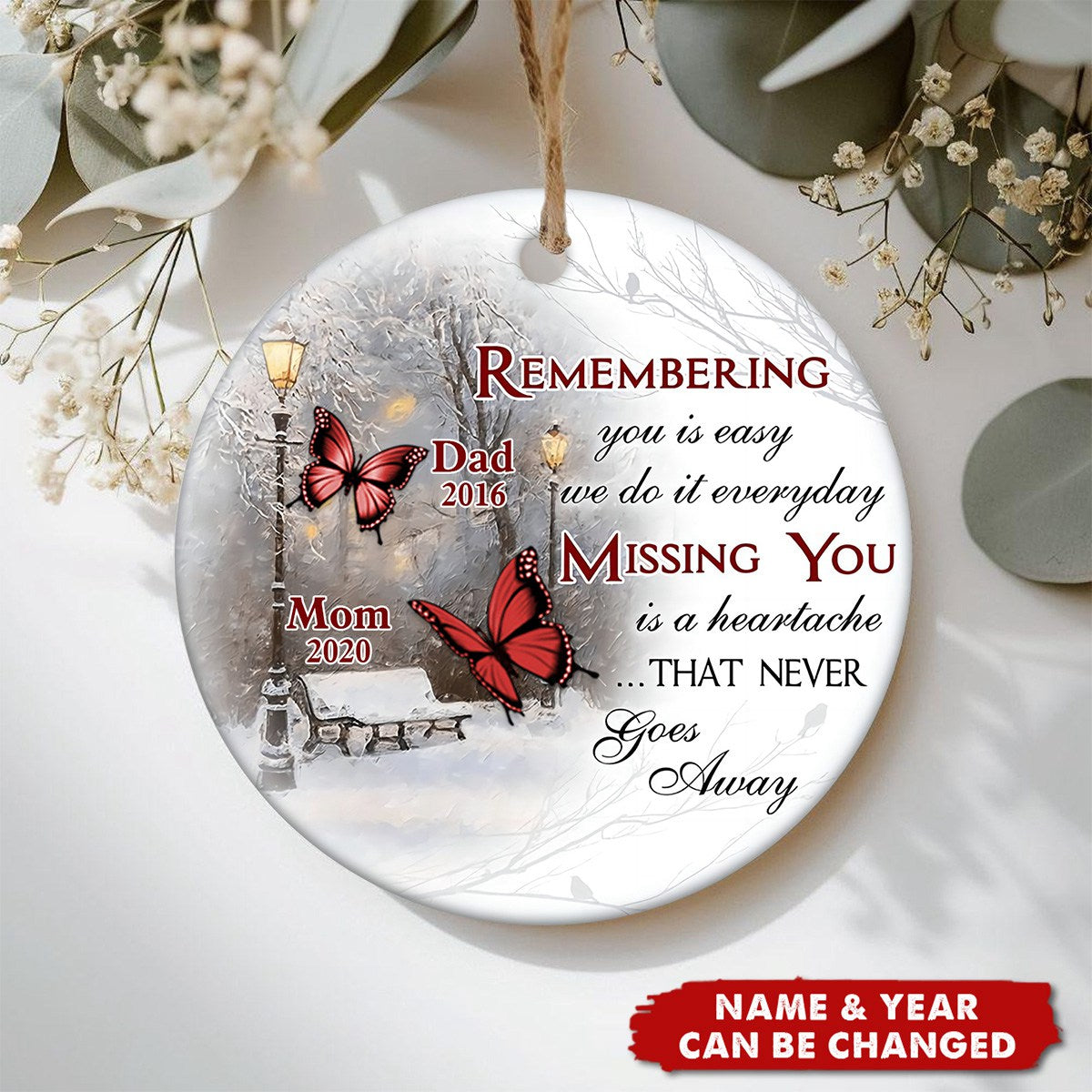 Missing You Is A Heartache - Personalized Ceramic Ornament