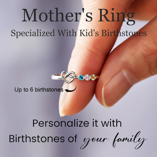 Personalized Grandma Mom 1-6 Family Love Knot Birthstones Ring