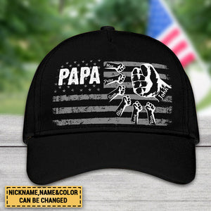 Father's Day Gift Personalized Grandpa with Grandkids Hand to Hands Cap