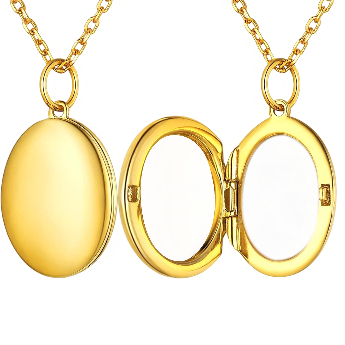 Personalized Photo Locket Necklace - Engraved Oval Necklace