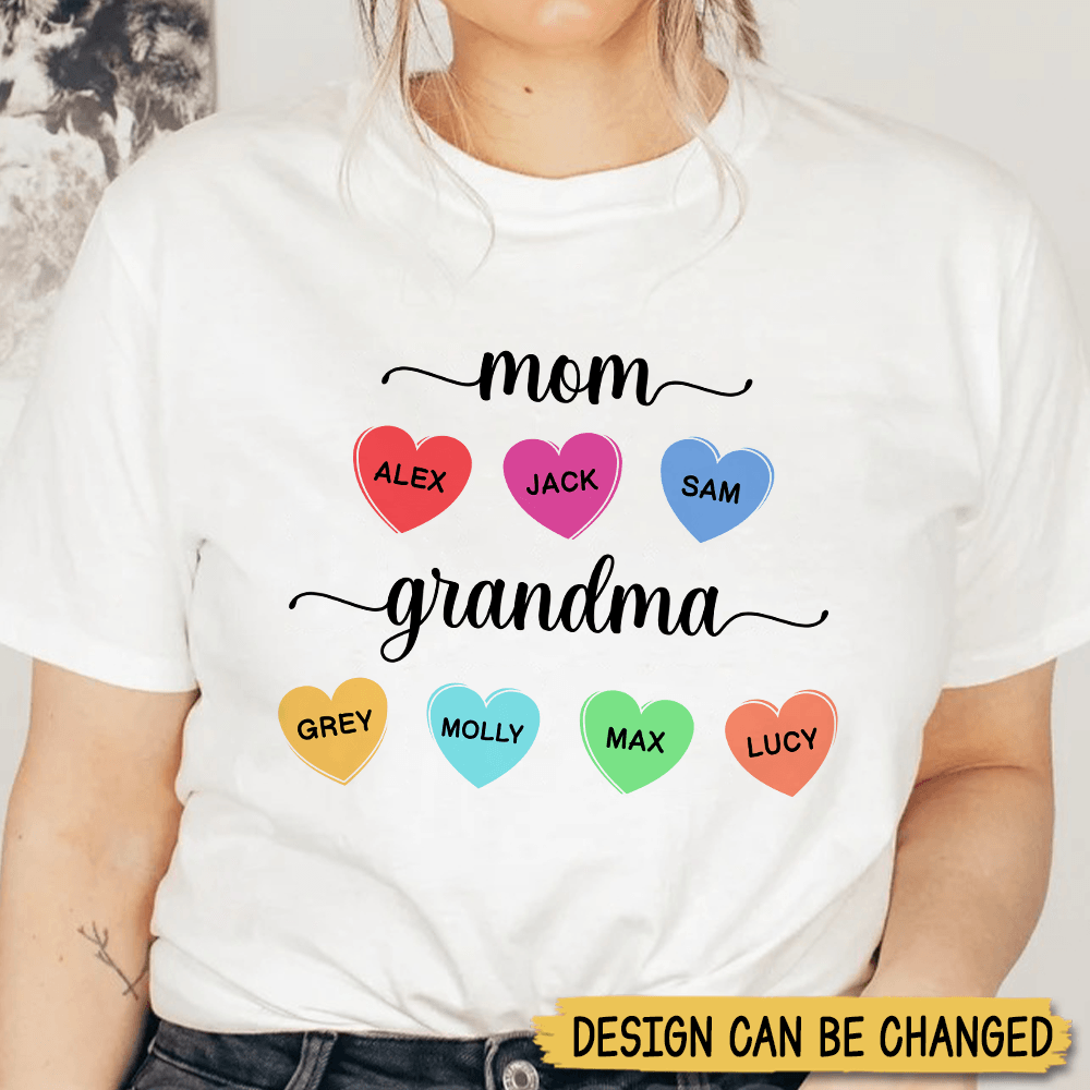 Mom/Grandma With Children Names - Personalized T-Shirt - Best Gift For Mother, Grandma