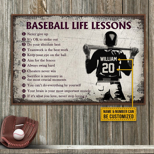 Personalized Baseball Life Lessons Customized Poster