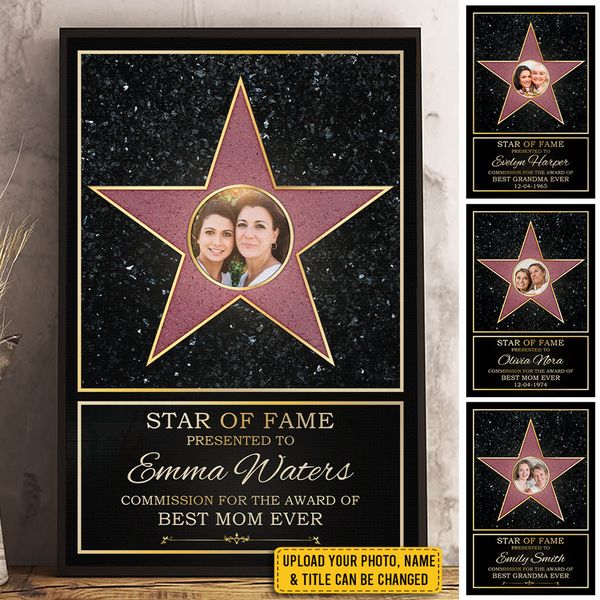 Custom Photo Star Of Fame, Best Mom Of The Year - Family Personalized Custom Vertical Poster