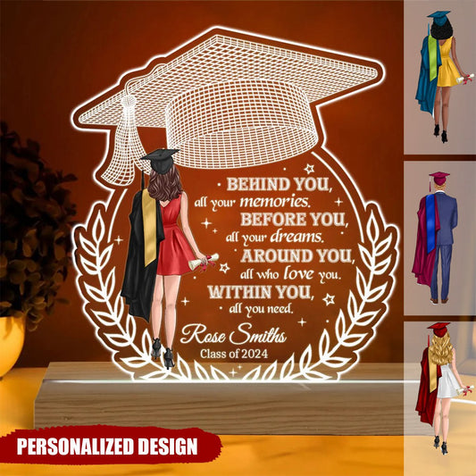 Behind You All Your Memories Graduation Gift Personalized Custom Shape Warm LED Night Light