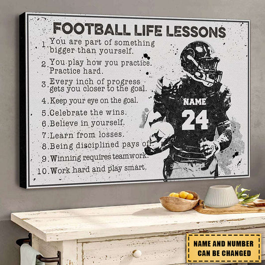 Personalized Football Poster, with custom Name & Number, Sport Gifts