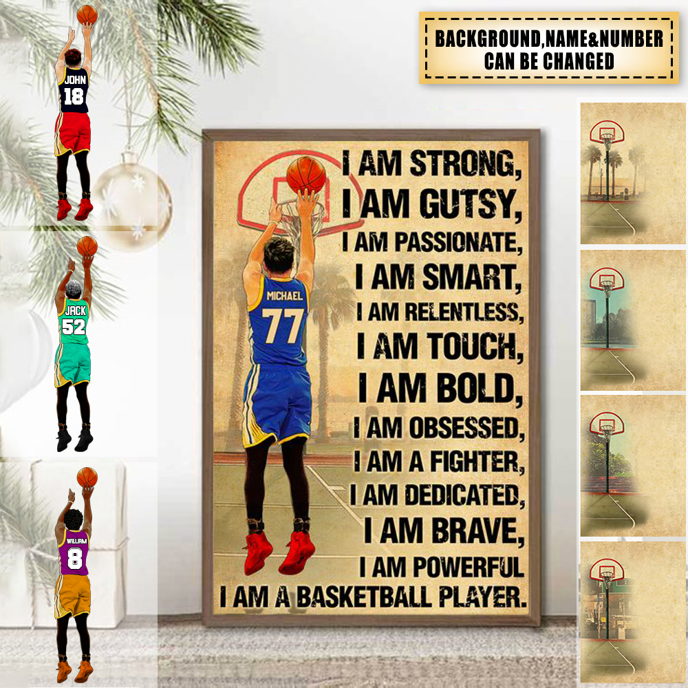 Custom Personalized Basketball Poster, with custom Name, Number & Appearance, Gifts For Basketball Players