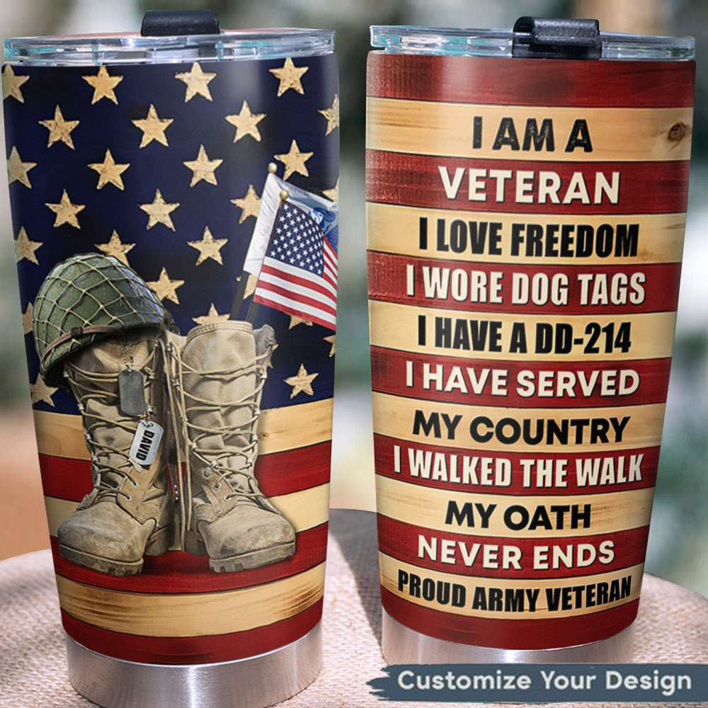 Personalized Military Tumbler Cup - My Oath Never Ends