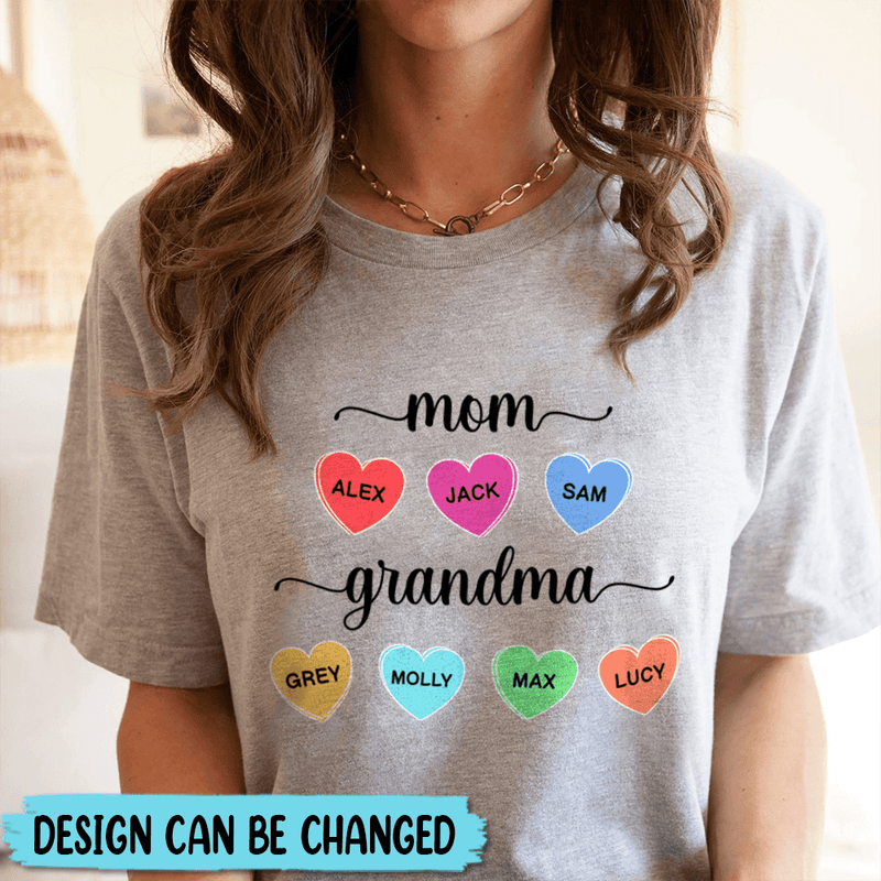 Mom/Grandma With Children Names - Personalized T-Shirt - Best Gift For Mother, Grandma