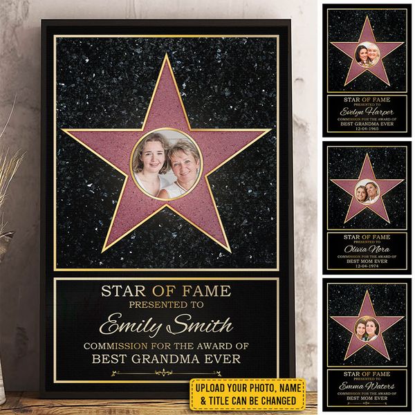 Custom Photo Star Of Fame, Best Mom Of The Year - Family Personalized Custom Vertical Poster