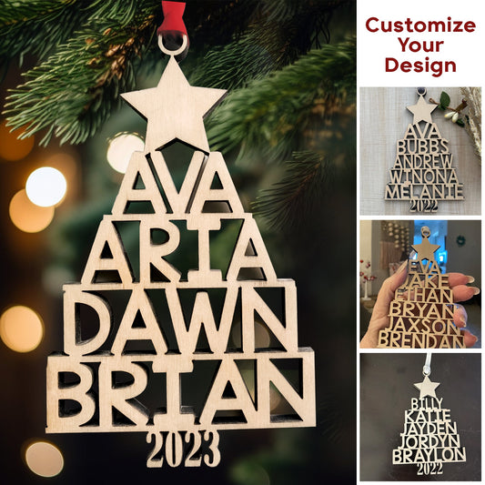 Our Family 2023 Custom Family Name Wooden Ornament