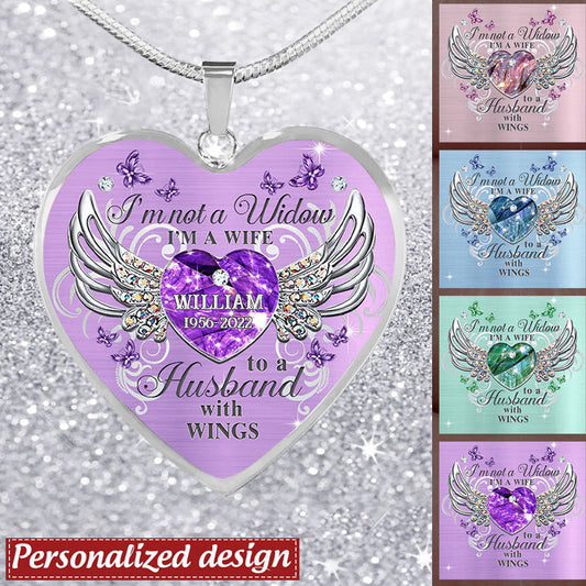 Memorial Butterfly My Husband Has Wings Personalized Necklace