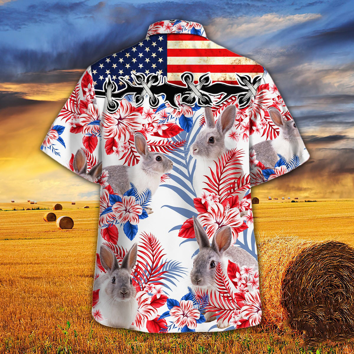 Rabbit American Flag Hawaiian Shirt