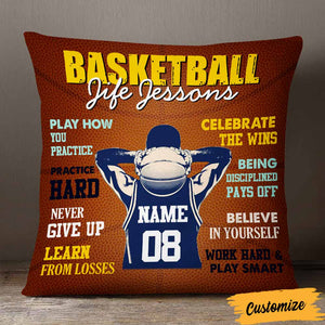 Personalized Love Basketball Player Life Lessons Pillow - Gift For Basketball Lovers