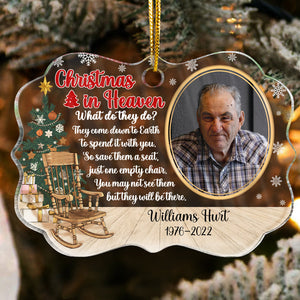 Custom Photo Christmas In Heaven Acrylic Ornament - Memorial Gift For Family