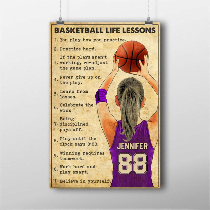 Personalized Basketball Poster, with custom Name, Number, Appearance & Landscape, Vintage Style