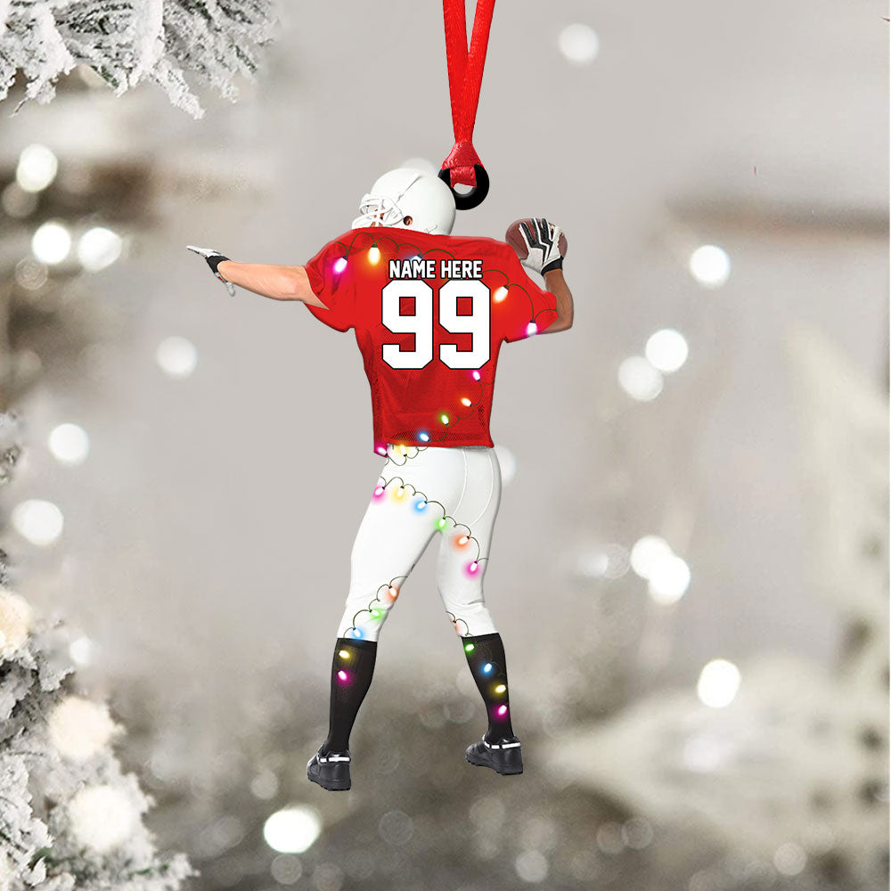 Back American Football Player - Personalized Christmas Acrylic Ornament