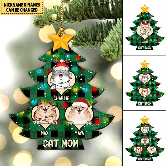 Christmas Tree Catmom With Little Cute Cats - Personalized Ornament