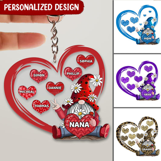 Personalized Grandma And Grandkids Name Acrylic Keychain