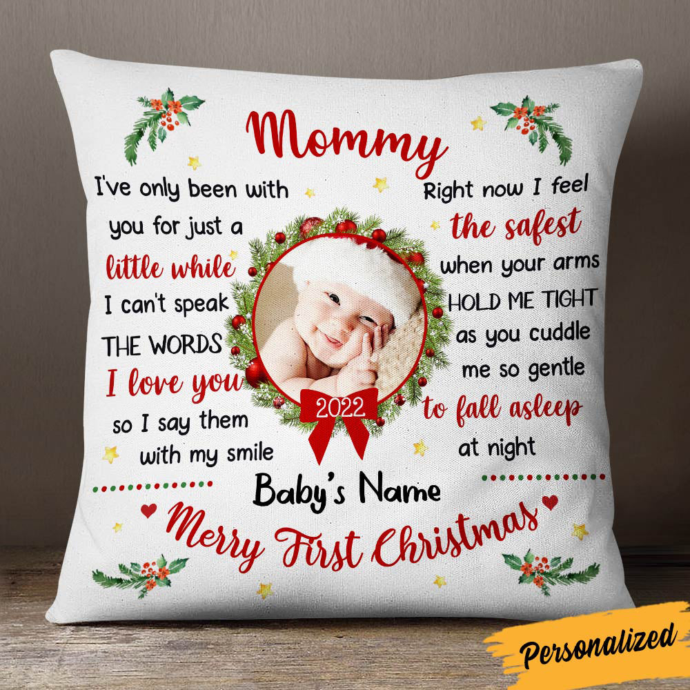 Personalized Christmas Baby Photo Pillow