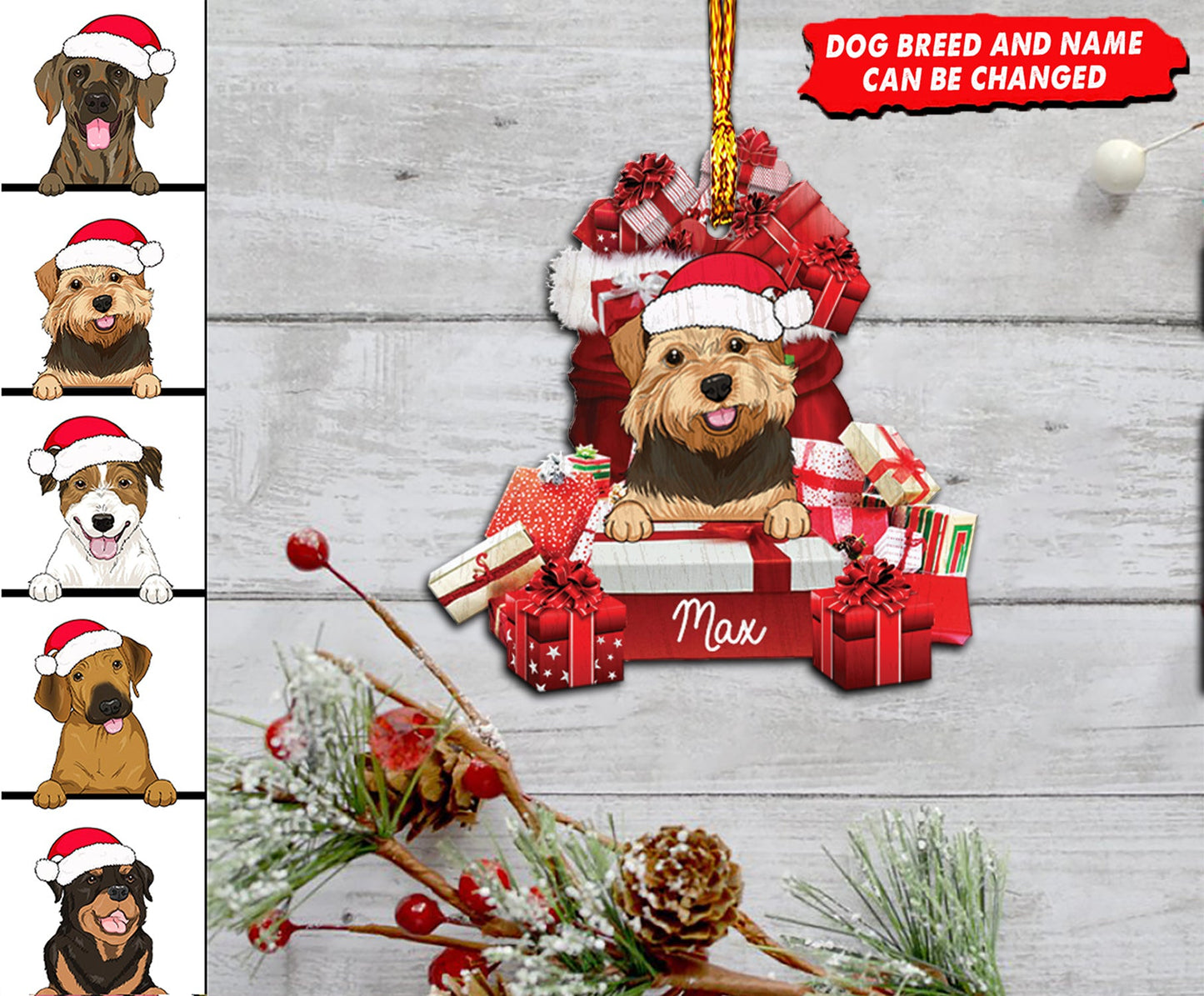 Christmas gift for dog lovers - Personalized Acrylic Ornament