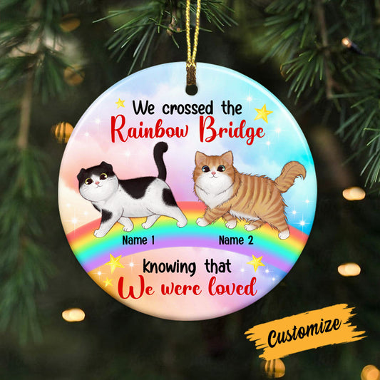 Personalized Cat Mom Cat Rainbow Bridge Christmas Ornament (Porcelain)