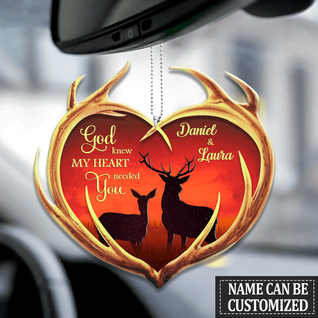 Deer Antler Heart God Knew My Heart - Personalized Acrylic Ornament