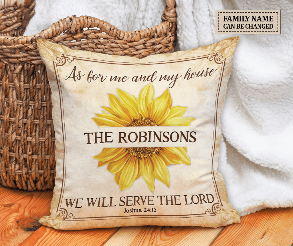 Personalized Square Pillowcase Sunflower Serve The Lord