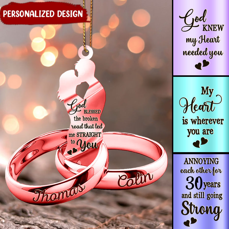 Customized Couple God Knew My Heart Needed You Christmas Gift Xmas Wedding Rings Acrylic Ornament