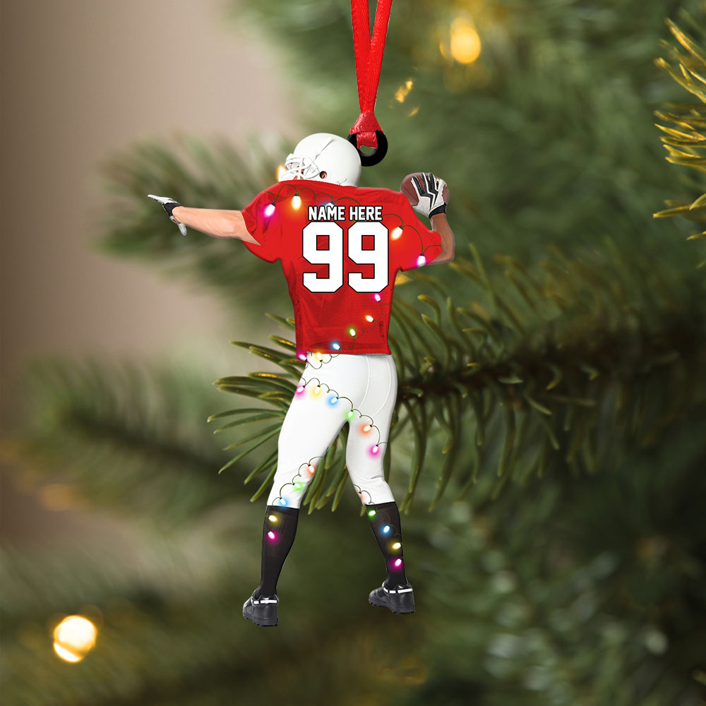 Back American Football Player - Personalized Christmas Acrylic Ornament