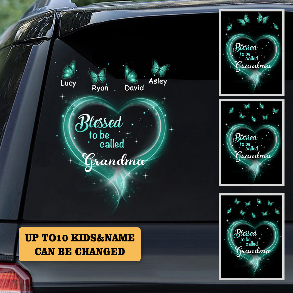 Glowing Heart Grandma Butterfly Personalized Sticker