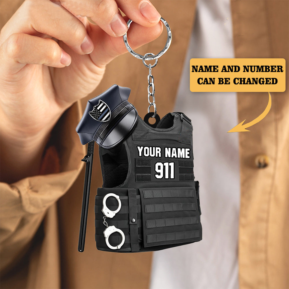 PERSONALIZED POLICE VEST FULL SET KEYCHAIN