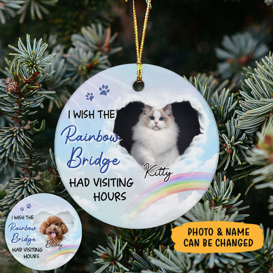 Rainbow Bridge, Personalized Christmas Ornaments, Custom Photo Memorial Gift  (Porcelain)