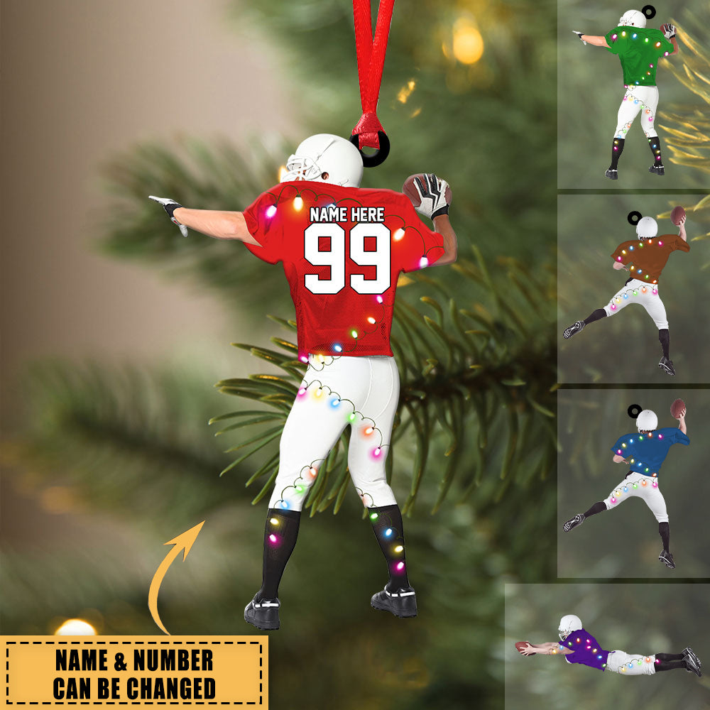 Back American Football Player - Personalized Christmas Acrylic Ornament