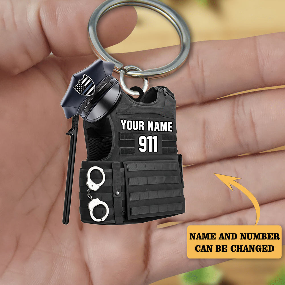 PERSONALIZED POLICE VEST FULL SET KEYCHAIN