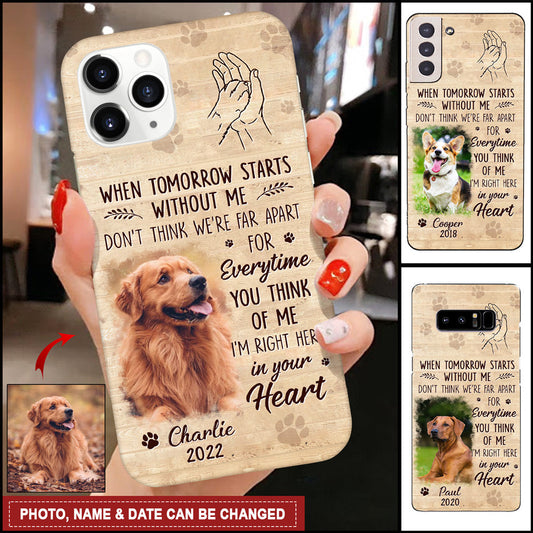 Memorial Custom Photo Gift For Pet Lovers, I'm Right Here In Your Heart Personalized Glass Phone Case