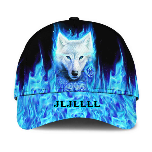 Wolf Blue Roses - Personalized Wolf Classic Cap