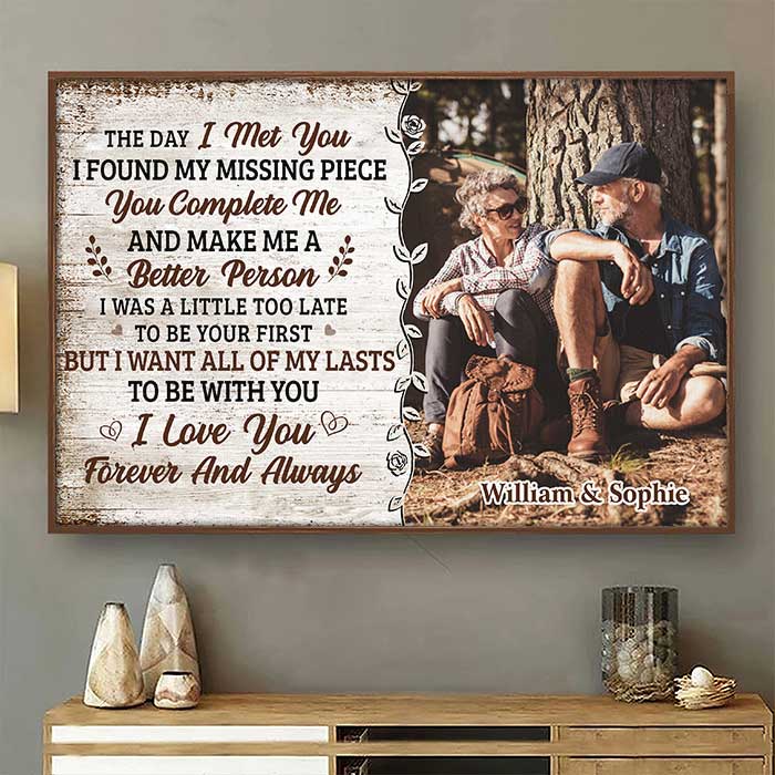 You Complete Me And Make Me A Better Person - Upload Image, Gift For Couples - Personalized Horizontal Poster