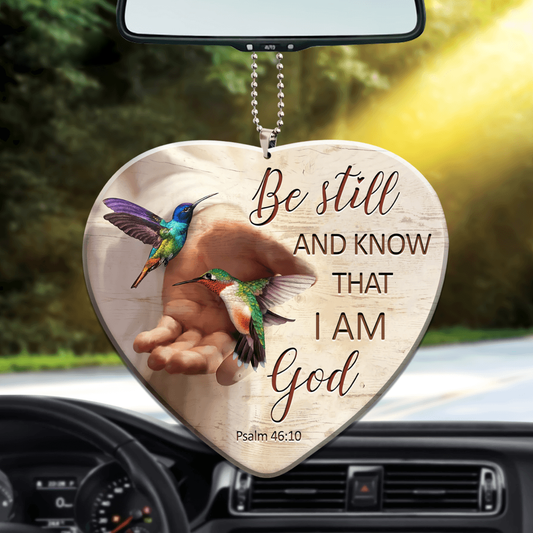 Be Still God's Hand and Hummingbird Ornament