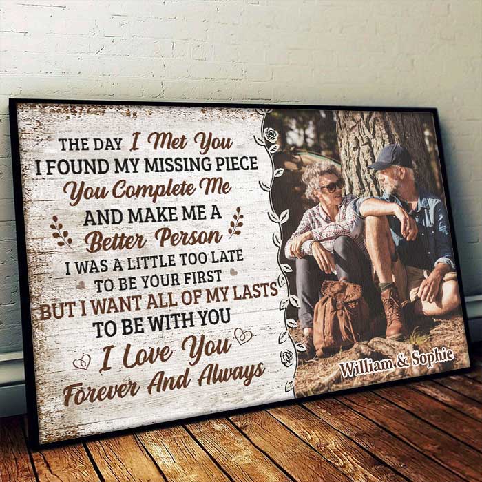 You Complete Me And Make Me A Better Person - Upload Image, Gift For Couples - Personalized Horizontal Poster