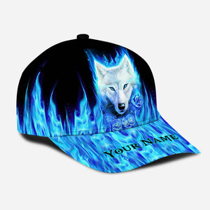 Wolf Blue Roses - Personalized Wolf Classic Cap